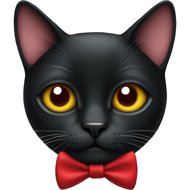 Black cat with a red bow tie emoji