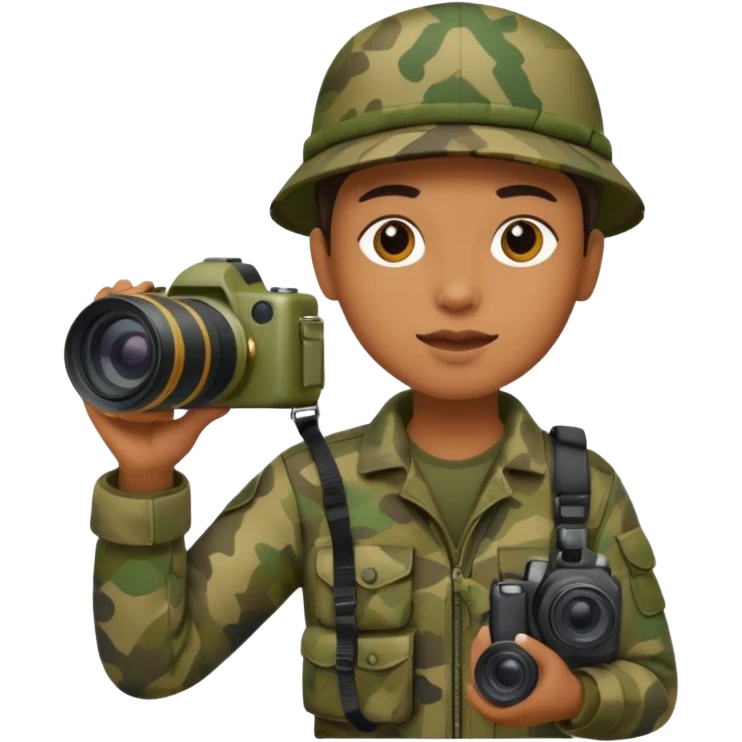 
wildlife photographer, camouflage clothe emoji