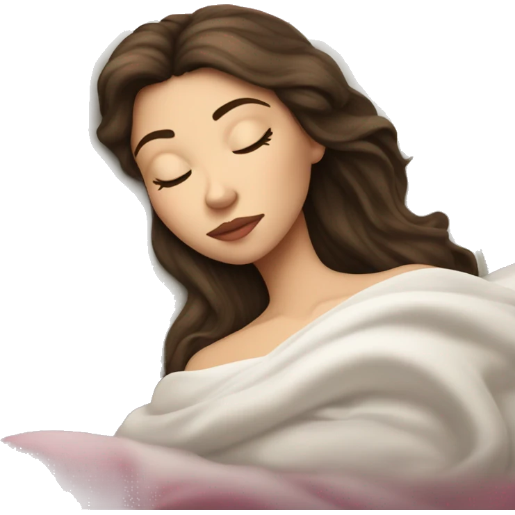 sleeping beauty brunette white girl with a silk pillow emoji