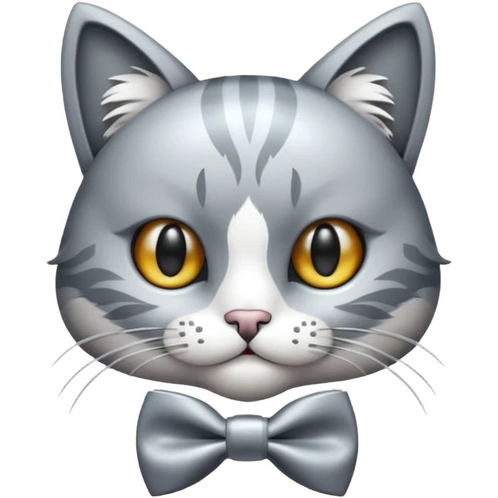 animatronic cat with bow tie emoji