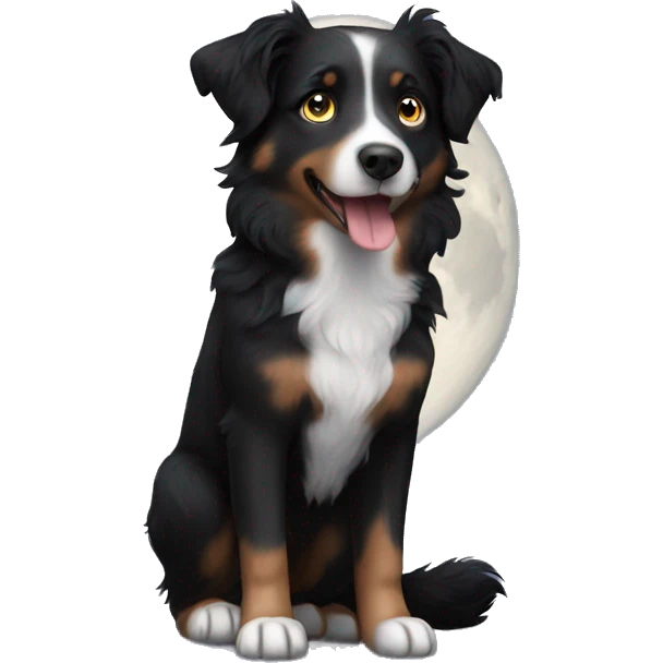 Small black australian shepherd dog moon emoji