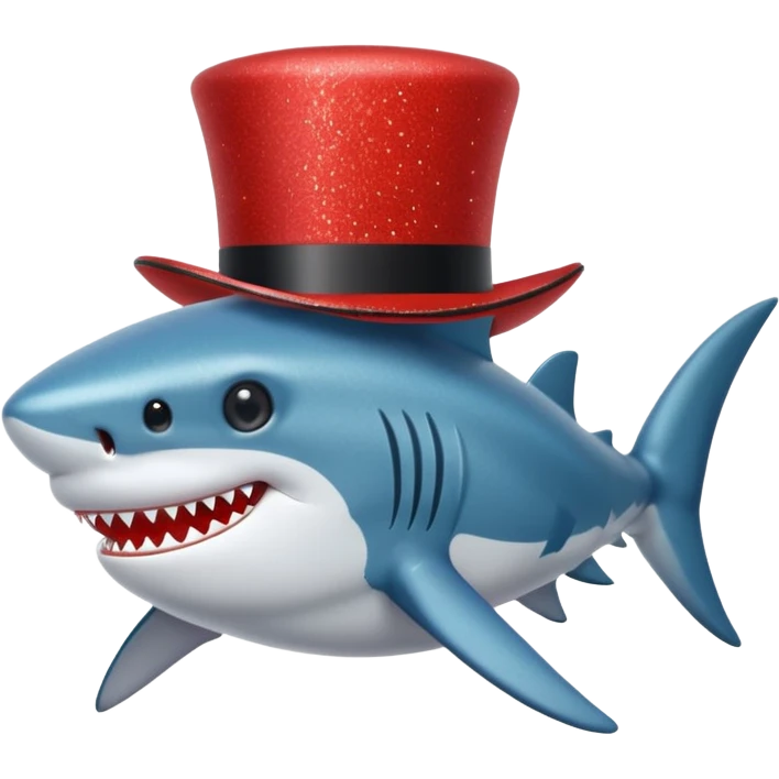 red glitter top hat shark emoji