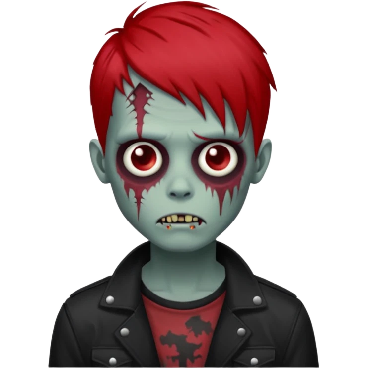 zombie boy emo medium largue hair red  emoji