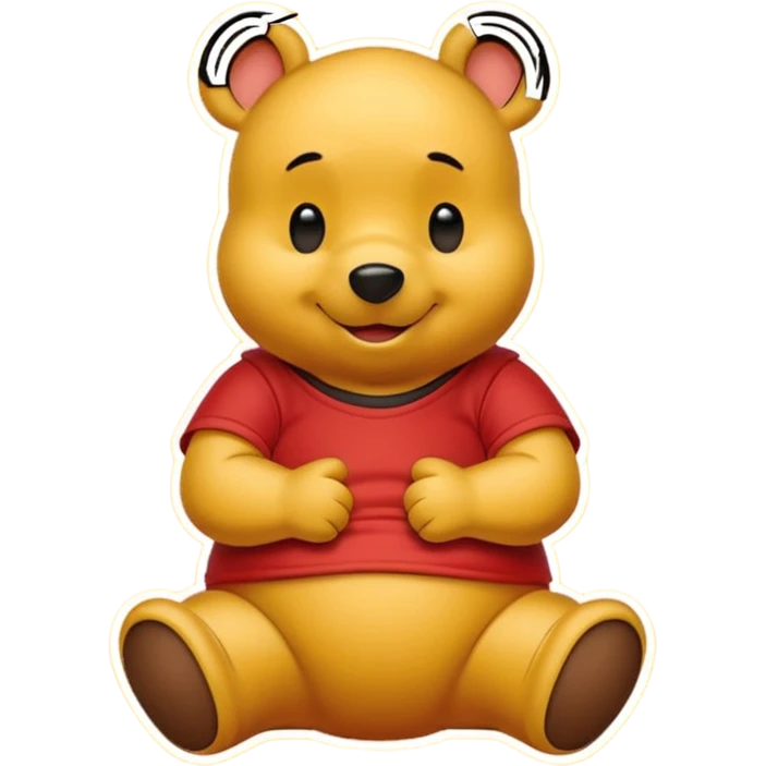 ursinho Pooh sitting smiling yellow red shirt simple emoji