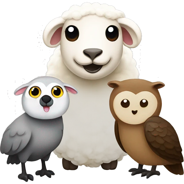 Sheep, owl, Otter emoji