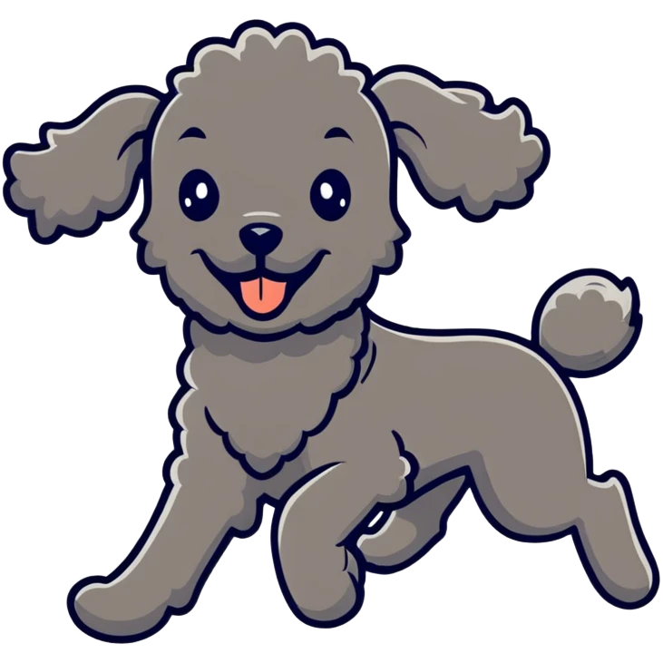 Running black poodle  emoji