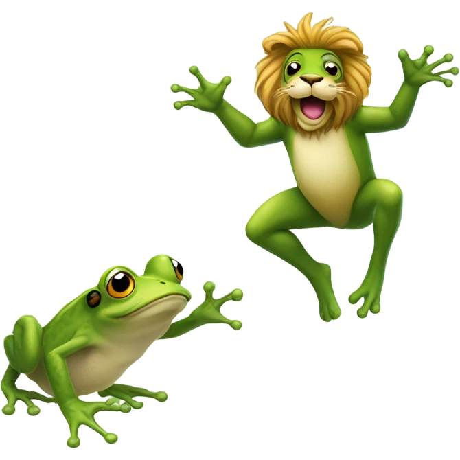 Frog dancing with lion  emoji