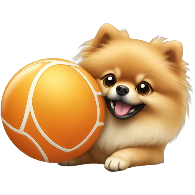 Pomeranian with ball emoji