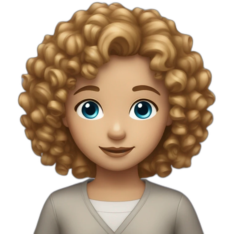 curly hair 7 year old girl blue eyes light brown hair emoji