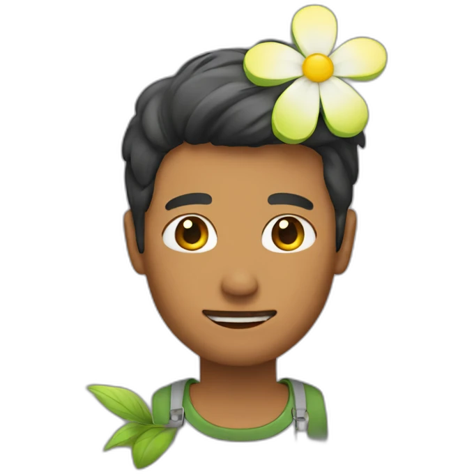 A man with a flower emoji