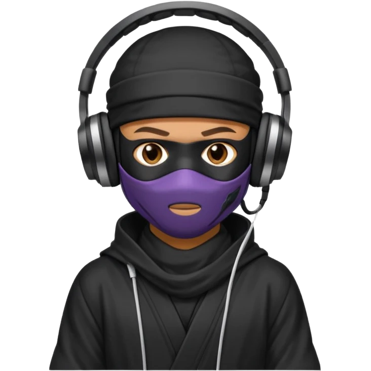 Make a customized emoji that has dj headphones on and a ninja outfit emoji