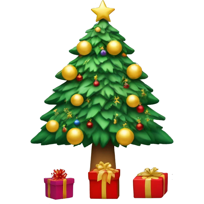 Christmas tree with presents under it emoji
