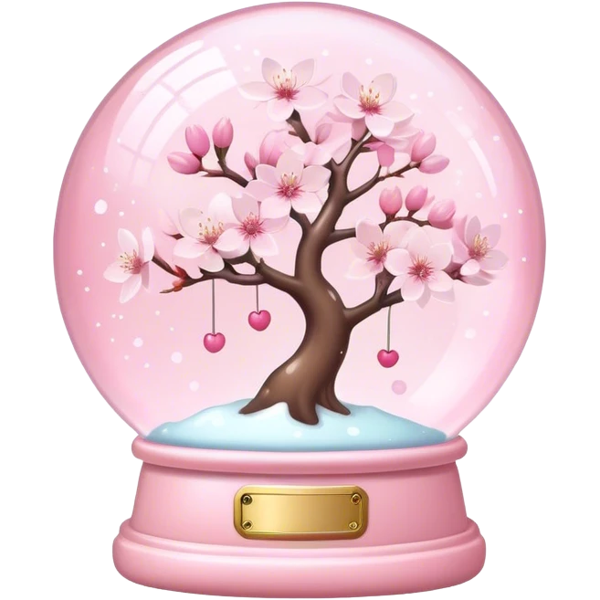 Pastel pink snow globe，Cherry blossom，dream emoji
