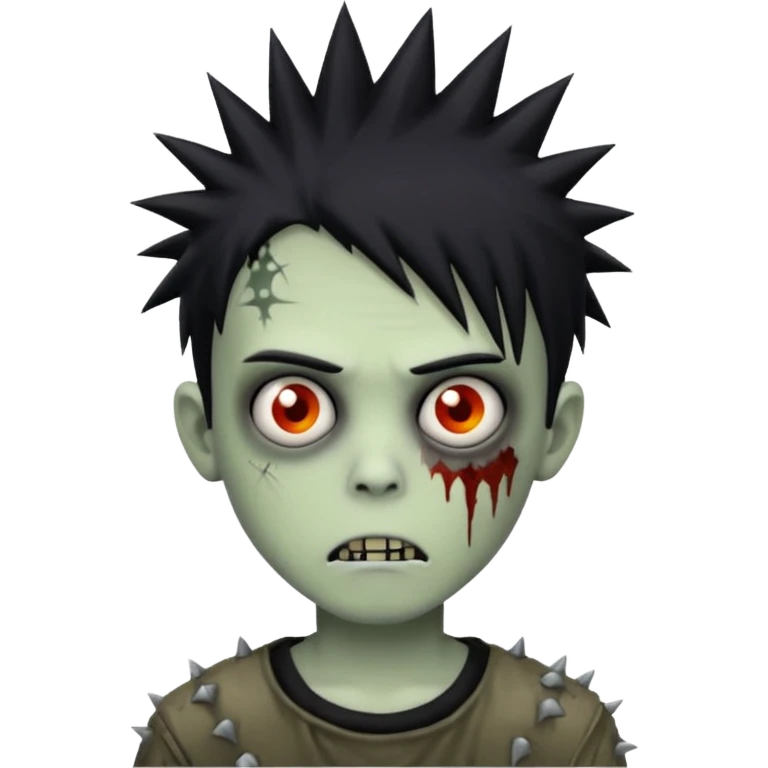 boy zombie with black spiky emo hair emoji