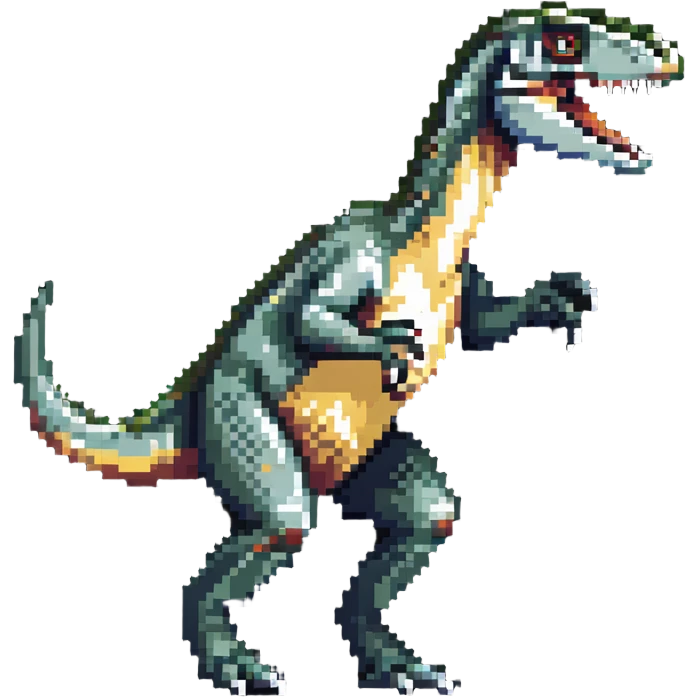 Velociraptor in hunting pose, prehistoric dinosaur emoji
