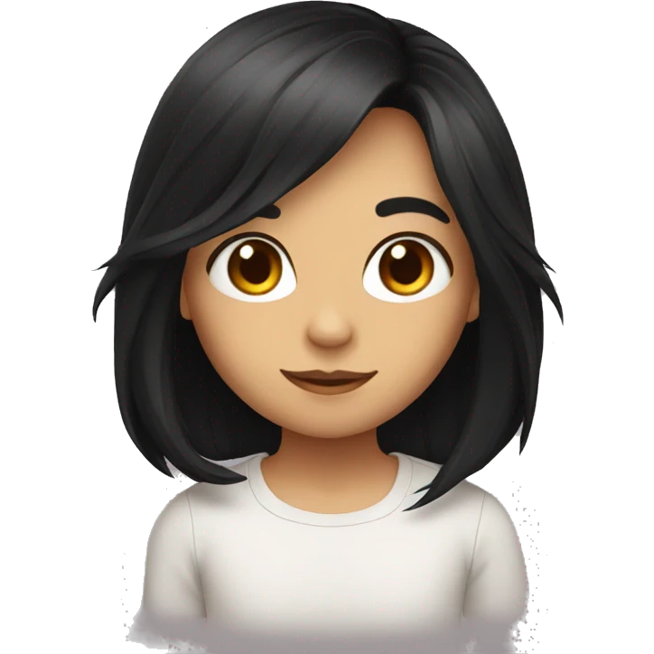 cute with black long hair emoji