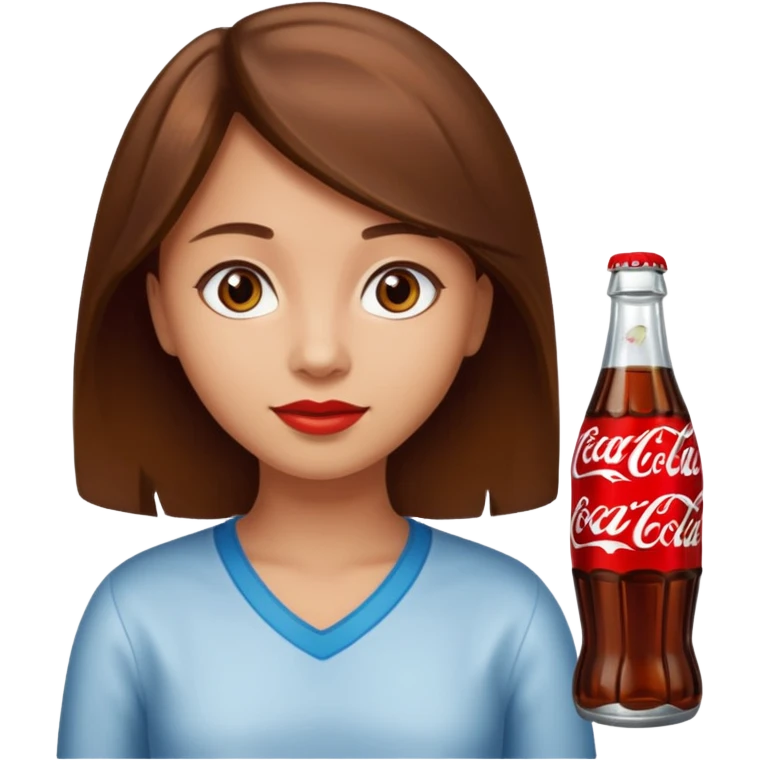 Girl brown hair light skin brown eyes turning into coca cola bottle emoji