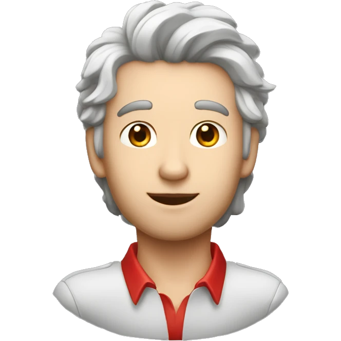 quiero una imagen de un chico con pelo blanco  con rojo con orejas de lobo emoji