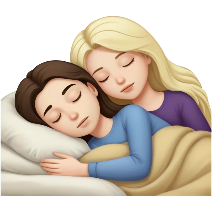 girl with long dark brown hair and pale skin sleeping with a man with blonde hair emoji