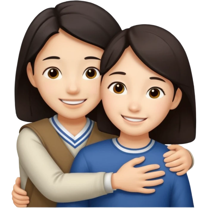Asian girl hugging Jewish boy emoji