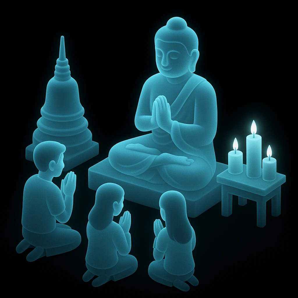 people praying in a Buddhist temple emoji