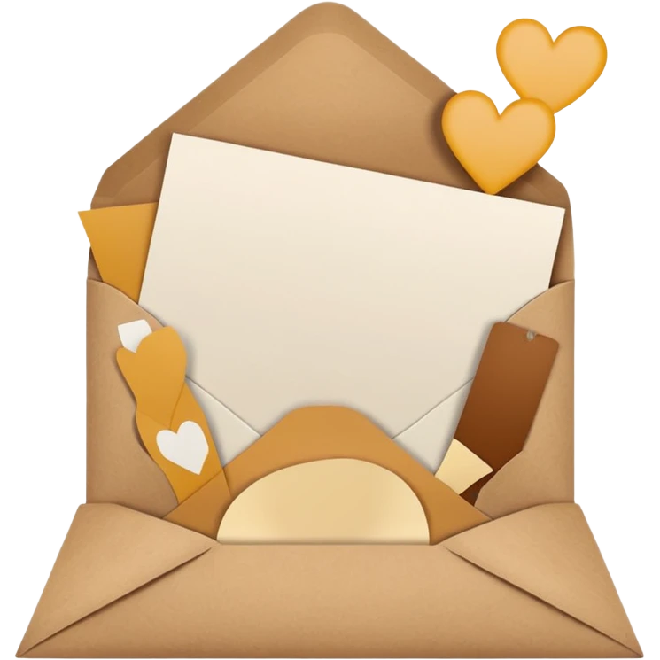 blank greeting card open with brown envelope next to it emoji