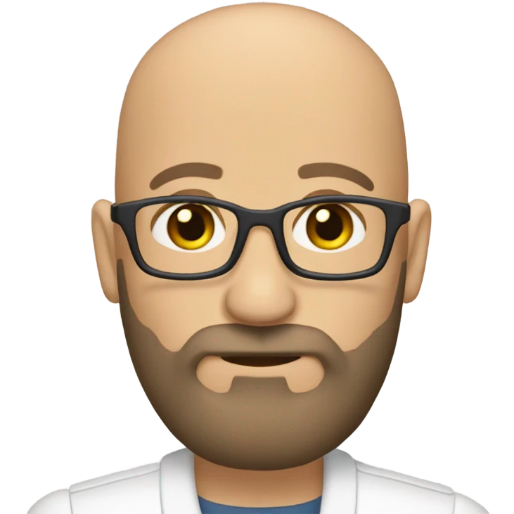 Bald, Caucasian, Psychotherapist with a brown full beard emoji