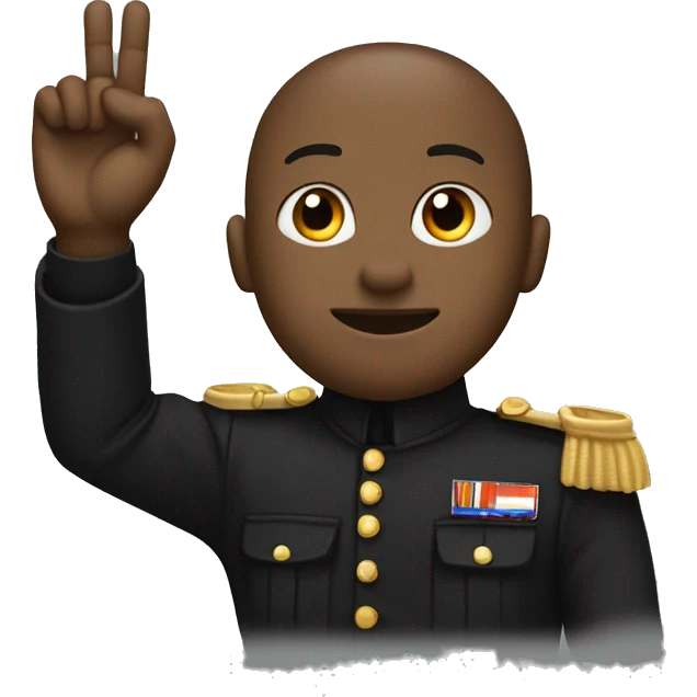 a guy in a black soldier suit raising his hand emoji