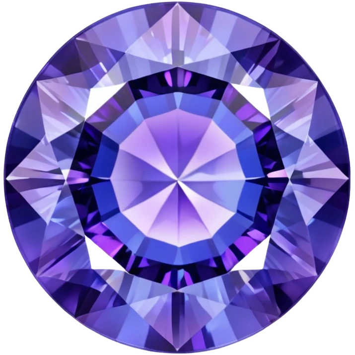 Round cut tanzanite gemstone with holographic blue-purple color shift and brilliant facets emoji