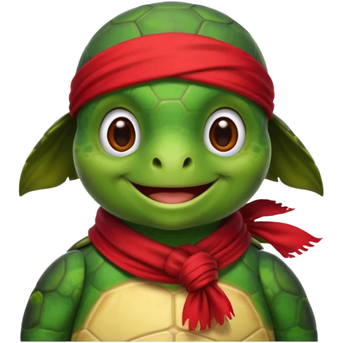 turtle wearing a red pirate scarf emoji