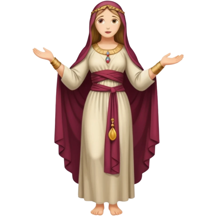 fullbody Mary Magdalene, buxom and fit figure, wearing ancient dress emoji