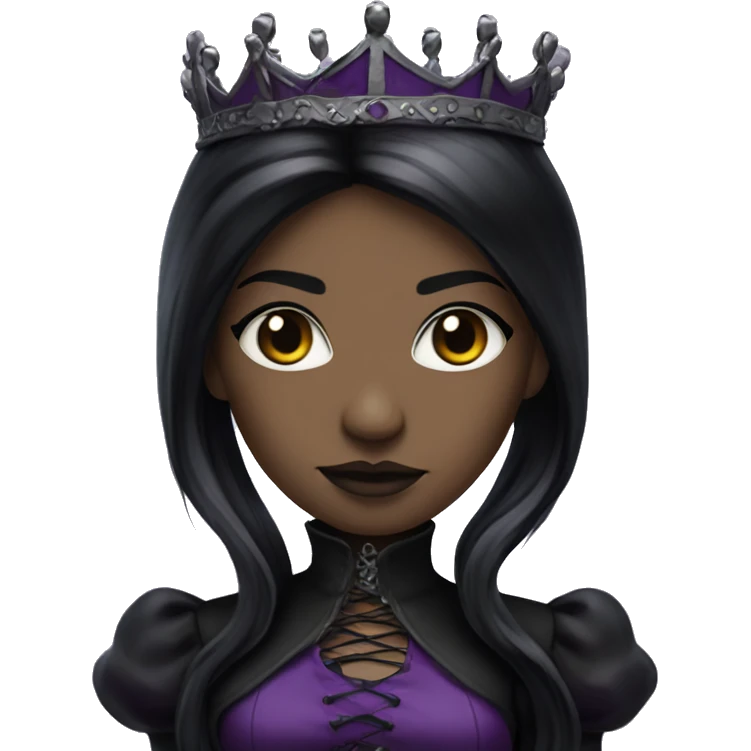 Queen gothic girl long dark black and purple hair add a whip in hand emoji