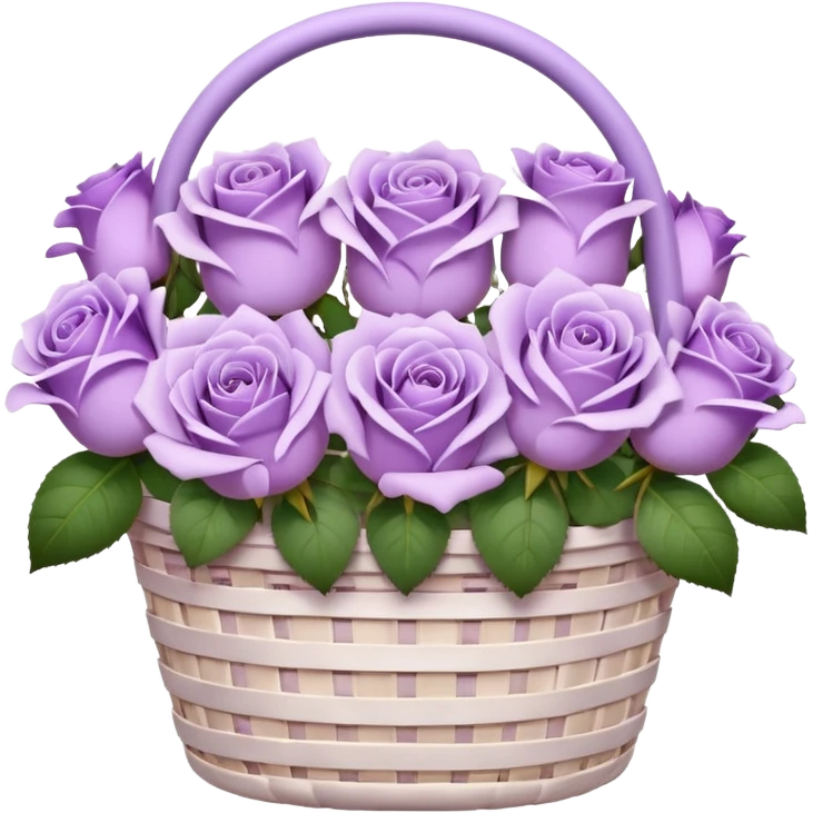 light purple roses and variant lilac flower in white basket emoji