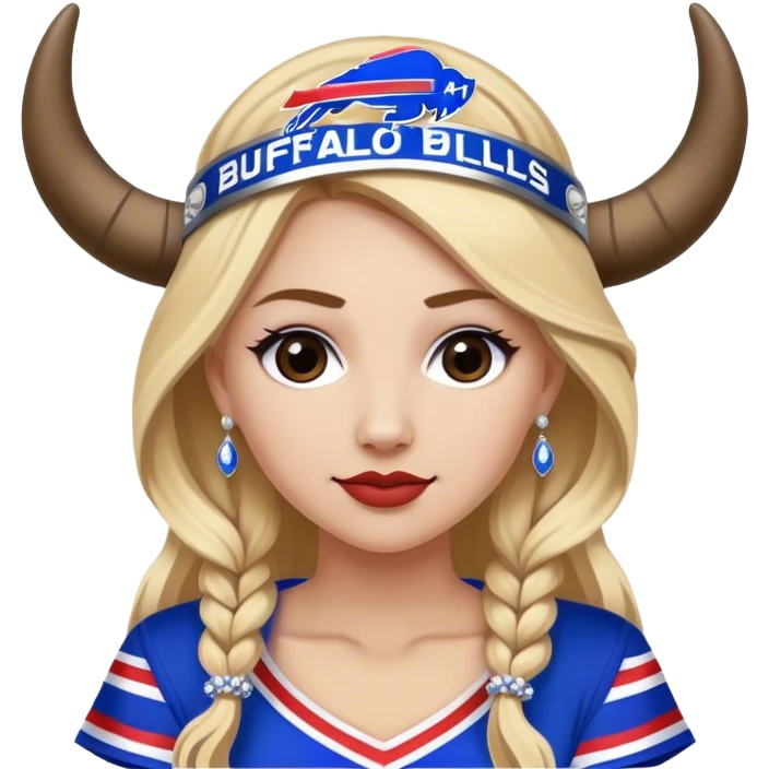 Blonde bride with buffalo bills jersey and head pieces  emoji