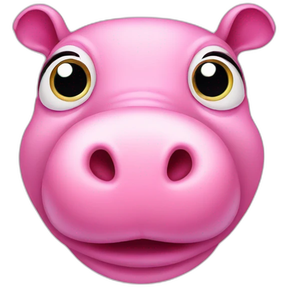 cute pink hippo looking surprised with big eyes emoji