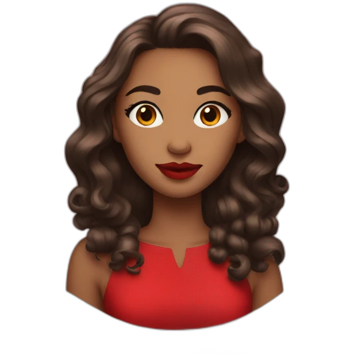with beautiful hair, red lipstick, red dress emoji