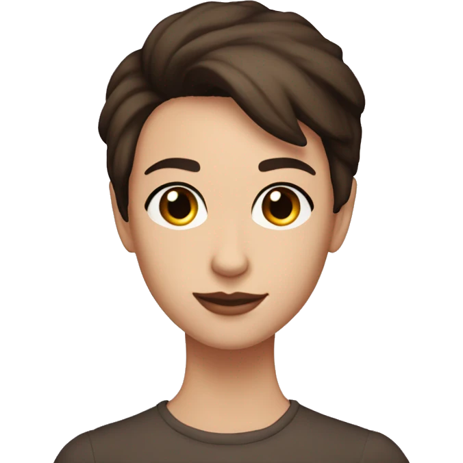 pale peach skinned dark brown short hair dark  brown eyes masc lesbian  emoji