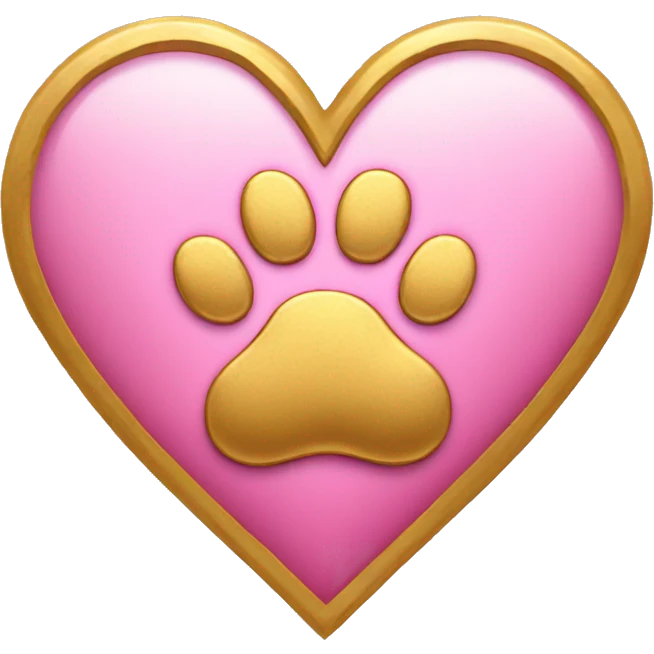 Gold heart with pink paw print  emoji