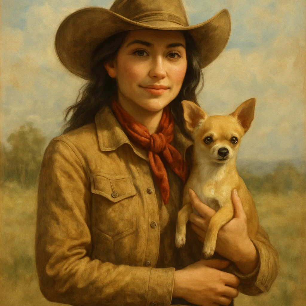 femme cowboy avec son chihuahua, style 1 emoji