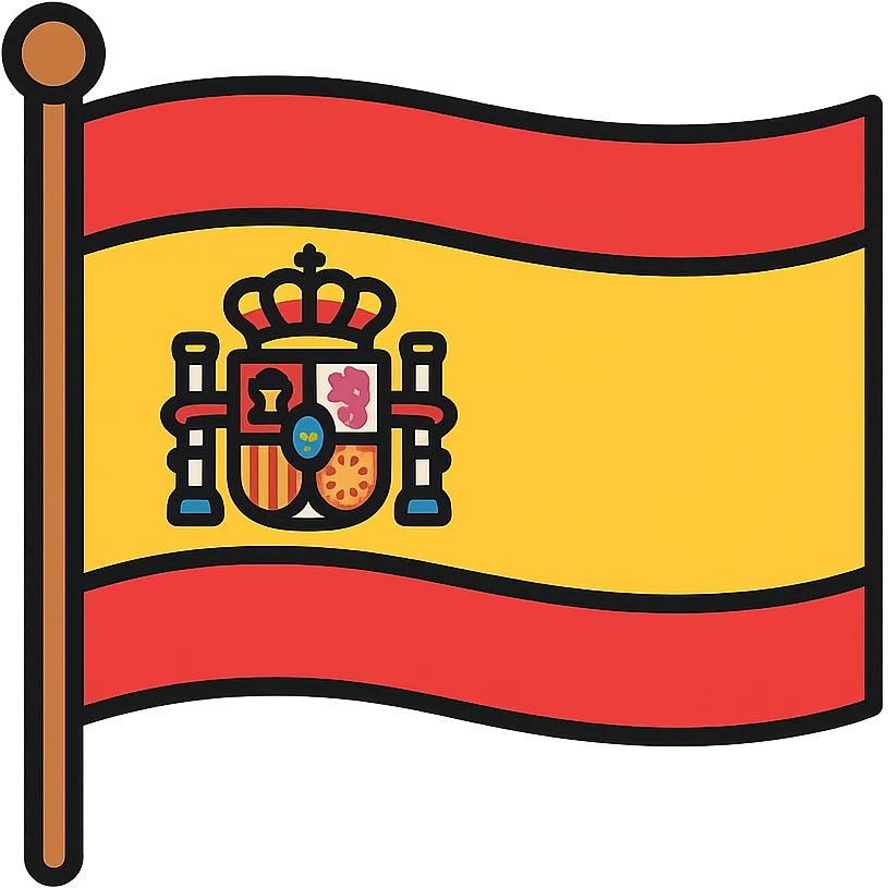 Spanish flag with red and yellow horizontal stripes and coat of arms emoji
