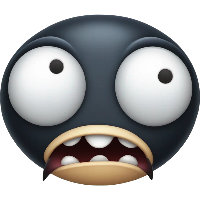 A midge (very tiny fly from scotland) looking like a vampire (with two protruding teeth), view from face/profile, looking like aggresive, looking cute emoji