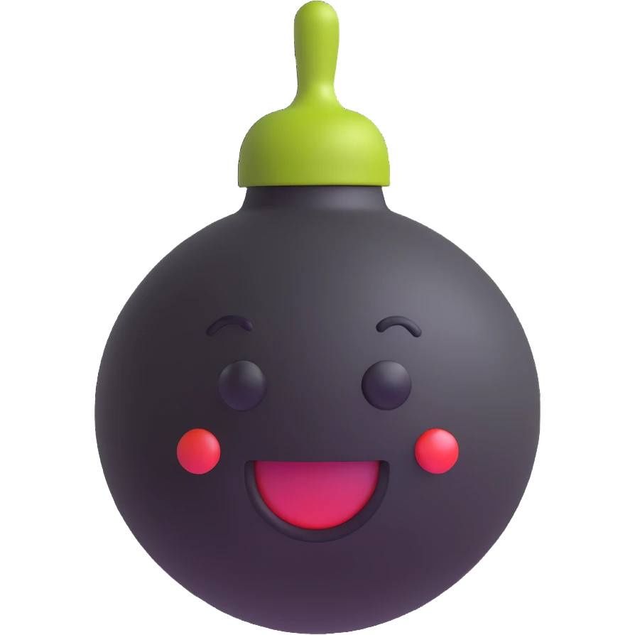 black peppercorn icon, 3D emoji style, volumetric and realistic, no background emoji