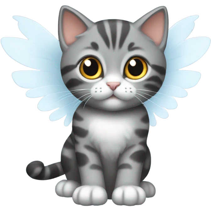 Grey and black tabby kitten with white legs, razor sharp talons and wings of fire  emoji