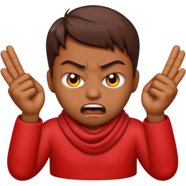 An emoji with their fingers wrapped around their neck and squeezing they looked mad emoji