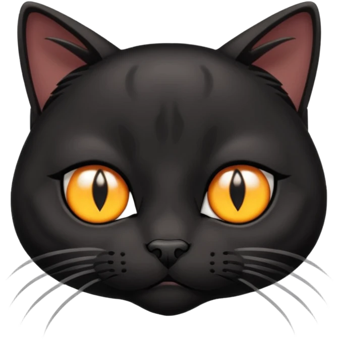 A black three-eyed cat with an eye in its forehead with a sad expression emoji
