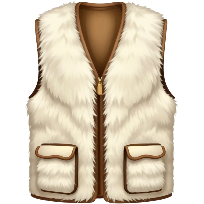 A plain, fluffy fur vest in near-white cream color without pockets emoji