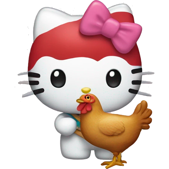 hello kitty holding a chicken drumstick emoji