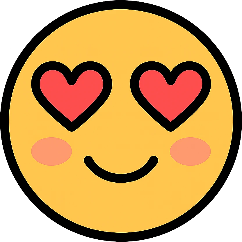 in love emoji, blushing with heart eyes, modern icon style emoji