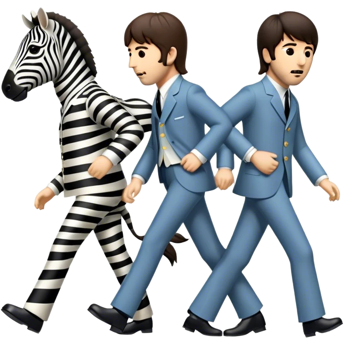 Cinematic Realistic The Beatles Abbey Road Scene Emoji, depicting the legendary band of four crossing the iconic zebra-striped street in their classic outfits, exuding effortless charisma and musical legacy. The scene is bathed in warm, nostalgic lighting with rich textures that capture the essence of 1960s rock history. emoji
