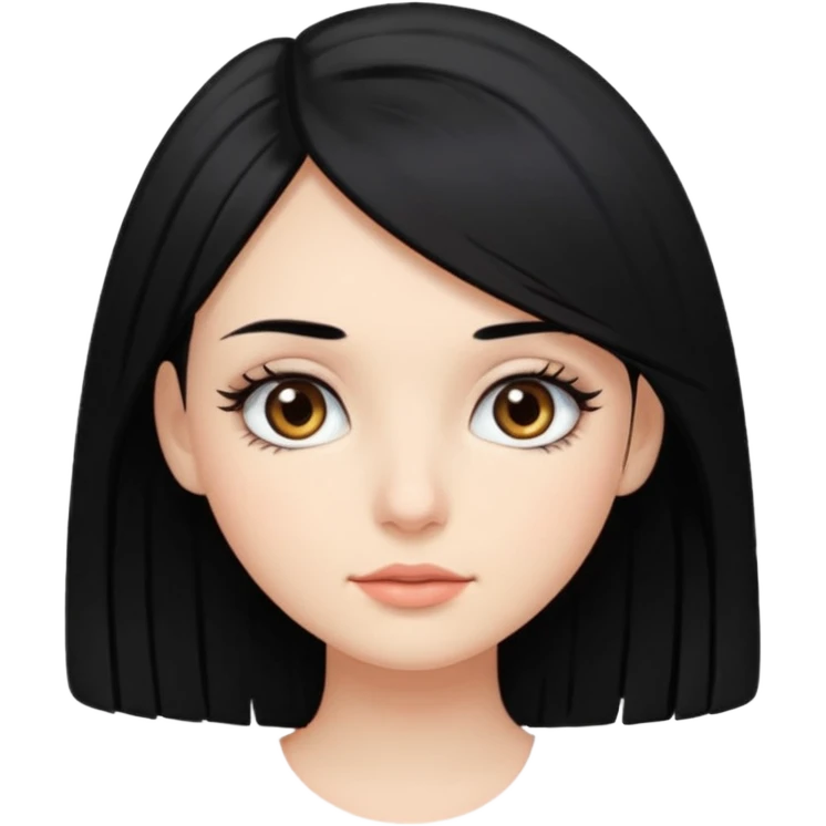 Chica con cabello negro medio y pestañas largas  emoji
